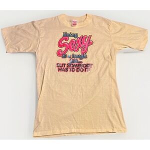 Vintage 80s "Being Sexy Is A Tough Job..." Single Stitch T-Shirt | M 50/50 Wolf
